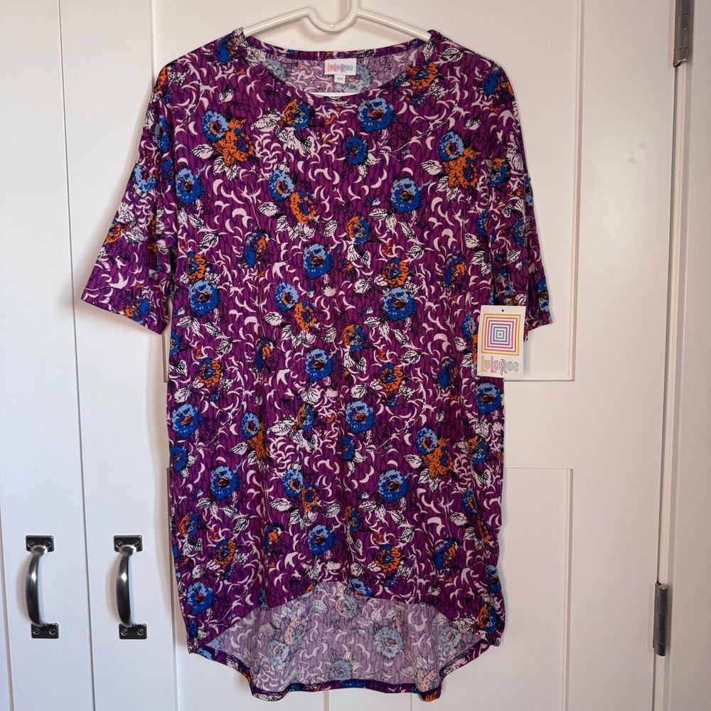 NWT LuLaRoe Irma Oversized Tunic Top Hi Low Hem Women's Size XS Purple Top New